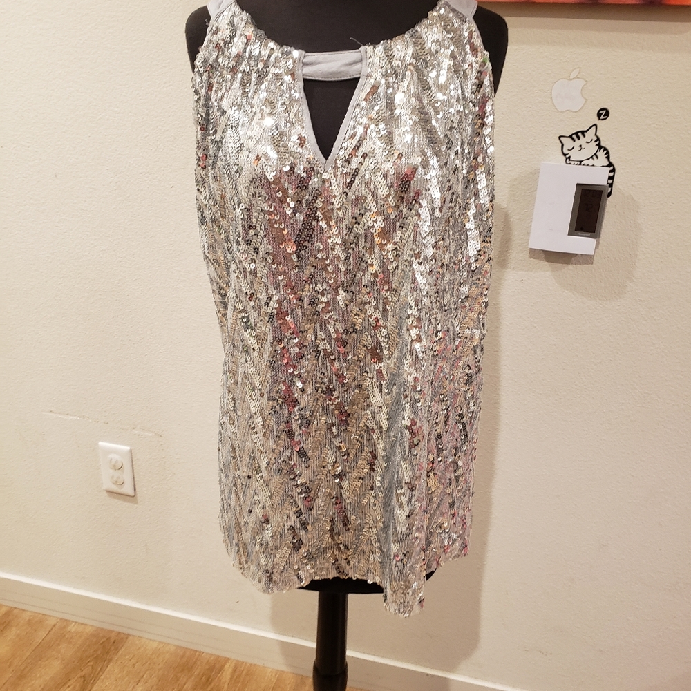 I-N-C Womens Sequinned Knit Blouse 3X